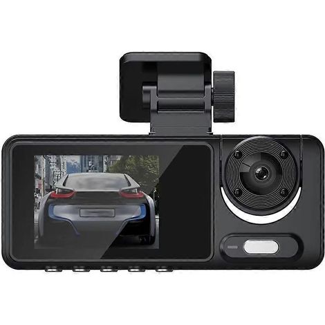 Caméra embarquée HD 1080p WiFi avec écran IPS 2 pouces, triple objectif, enregistreur vidéo avant, arrière et intérieur pour la surveillance du stationnement. (1/5)