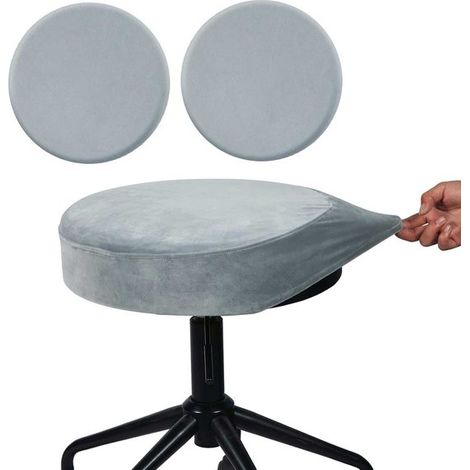 2 fundas redondas para taburete de bar, Funda de asiento suave, Alfombrilla de taburete lavable, Funda de silla impermeable, Gris claro (1/5)