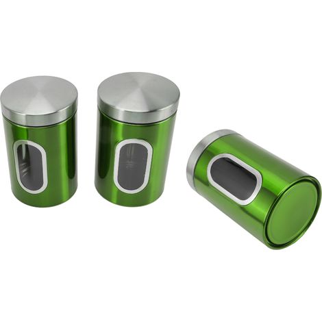 Bocaux de conservation alimentaire en acier inoxydable, réutilisables, pratiques, compacts et résistants, pour la cuisine, vert, lot de 3 (1/5)