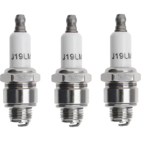 3 Pièces Bougie d'allumage Rj19Lm BR2LM 4 Temps Bougies d'allumage de Tondeuse à Gazon -Acier inoxydable (1/5)