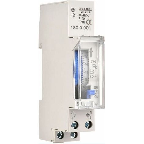 Minuterie mécanique de 24 heures Minuterie minimale de 15 minutes Montage sur rail Batterie intégrée, SUL180a AC220-240V Gris - SUL180a AC220-240V Gris (1/4)