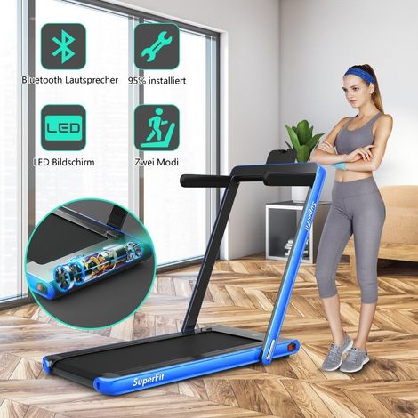 Tapis roulant elettrico portatile pieghevole 2 in 1 da 225 hp blu