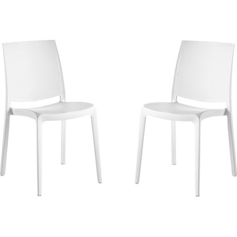 Sedia da giardino o cucina in polipropilene impilabile - Set 2 FEBE Bianco (1/4)