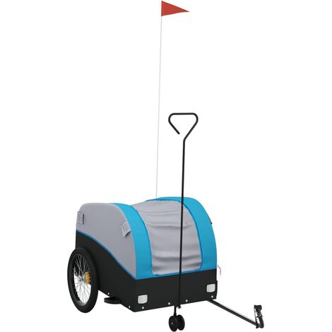 Remorque de vélo noir et bleu 45 kg fer CFW96095 (1/5)