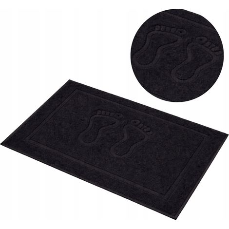 Saugfähige, dicke Badematte, Fußmatte, 100 % Baumwolle, schwarz, 50 x 70 cm (1/5)