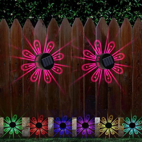 Lampes solaires pour clôture, lot de 2 lampes décoratives LED d'extérieur, étanches IP67, pour clôture, terrasse, patio, escaliers, jardin, allée. (1/5)