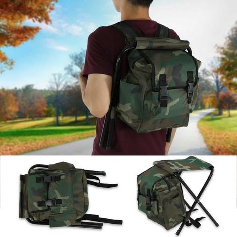 LLA® Tabouret de pêche pliant de chaise de sac à dos de randonnée en plein air portable En Stock (1/4)