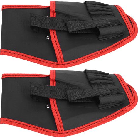 Pochette de ceinture pour perceuse électrique (lot de 2), sac multifonctionnel portable sans fil pour outils d'électricien, bord rouge (1/5)
