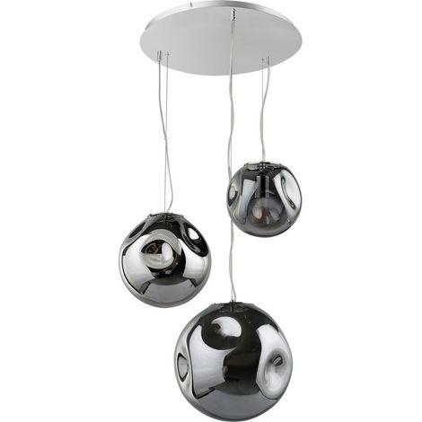Italux Simao - Luminaire suspendu moderne chrome à 1 lumière avec abat-jour fumé, E27 (1/2)