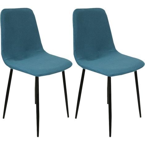 Lot de 4 housses de chaise extensibles, style scandinave, pour salle à manger, en jacquard bleu moderne, pour salon, cuisine, chambre à coucher, décoration d'intérieur (1/5)
