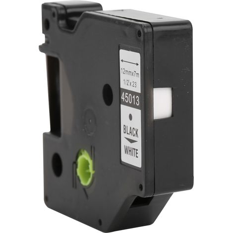 Ruban d'étiquettes laminé, ruban d'étiquettes de couleur spéciale pour machines d'étiquetage, fond noir avec texte blanc, 12 mm, convient pour DYMO LM-160/280. (1/5)