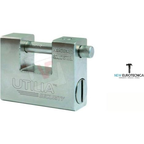 Lucchetto catenaccio antiscasso utilia con 5 chiavi punzonate mm 90 blindato