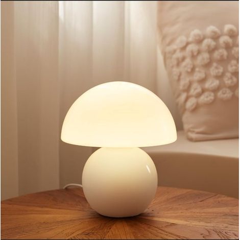 Lámpara de mesa regulable con forma de seta - Lámpara de noche de cristal con base de cerámica para dormitorio (1/5)