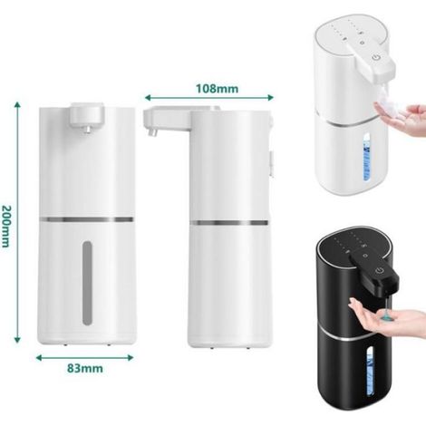 Distributeur de Savon Automatique Intelligent Mural, Distributeur Savon Mousse Électrique Sans Contact Blanc (1/2)
