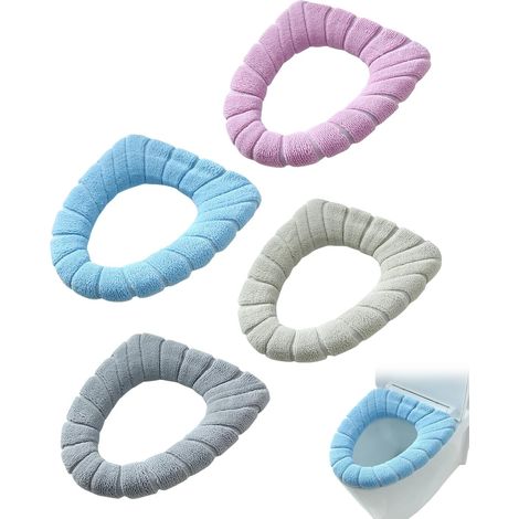Lot de 4 Housses de Siège Toilette Lavables, Universel - Confort Doux, Anneau Intégré, Tissu Fibre Résistant pour Hygiène Quotidienne et Protection Durable (1/5)