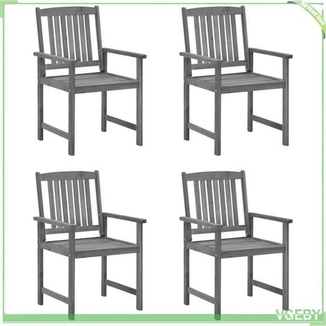 Chaises de jardin - FAFEICY - Lot de 4 chaises avec coussins - Acacia massif - Coussins gris 50x50 cm - 110 kg/siège (1/5)