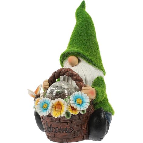 Lampe Solaire GNOME en Résine Éclairage Jardin Décoration Extérieure Étanche Résistant Aux Intempéries Ornement De Nain De Jardin Lumineux Décoratif (1/5)