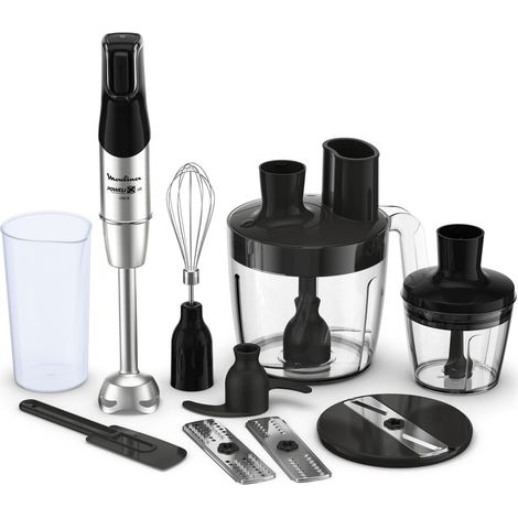 Moulinex Infinyforce Pro Frullatore a Immersione, 1200 W, Lame Resistenti, 5 Funzioni, 3 Accessori con Robot Multifunzione, Mixer a Immersione con Controllo Velocità, Lavabile in Lavastoviglie,DD95JD (1/4)
