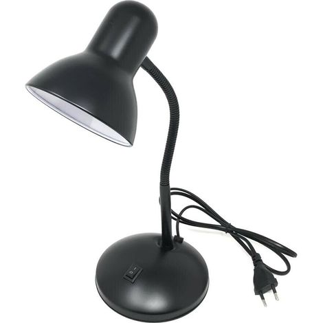 Lampada Lumetto Da Tavolo Scrivania Snodabile Lume Porta Lampadina E27 Nero (1/2)