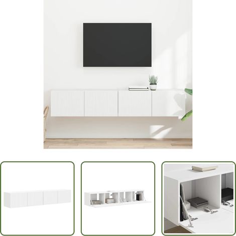 Holzwerkstoff - TV-Wandschrank 2 pcs Weiß 60 x 31 x 29,5 cm Holzwerkstoff (1/5)
