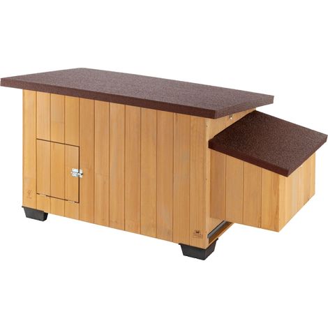 Ferplast KOCCA Poulailler en Bois Ferplast KOCCA 100, Certifié FSC, Adapté pour 5 Poules avec Toit Ouvrable, Plateau Amovible et Compartiment à Œufs Séparé. Variante KOCCA 100 - Misure: 146.5 x 72 x h (1/2)
