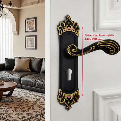Paire de plaques de poignée noires et dorées à entraxe réglable réf 1209 2 kg – Livraison gratuite
