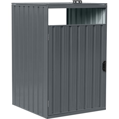 Cache-poubelle extérieur en acier galvanisé anthracite – Abri pour conteneur jusqu'à 240L – Accès facile avec porte – Ventilation optimale – AXI