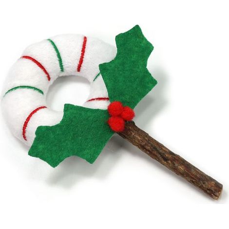 Gioco per gatti natalizio ciambella con bastoncino di matatabi 14 cm