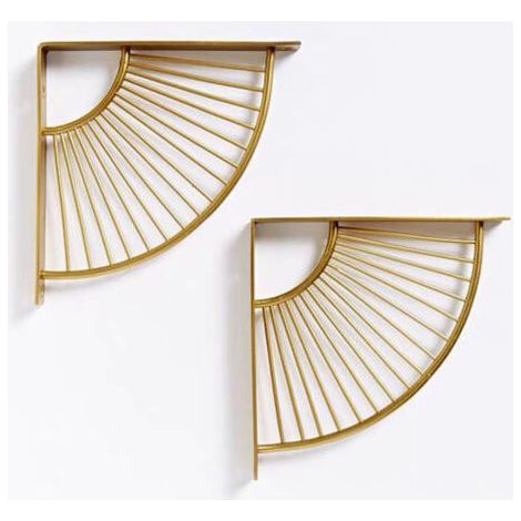 Wall bracket, gold finish, 20 cm long × 20 cm wide Two wrought iron metal brackets (1/5)