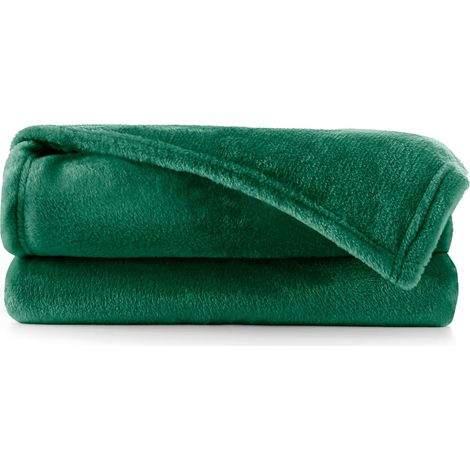 Couverture Polaire 200 x 220 cm Plaid Doux en Microfibre pour Lits Canapés Chaises et Divans Style Scandinave Chaude Légère et pour Toutes Les Saisons Vert Bouteille Mic (1/5)
