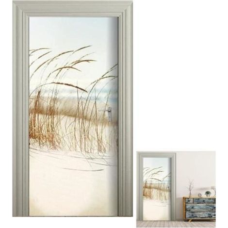 Autocollant Porte 3D "Dunes de Sable" - Sticker PVC Autoadhésif Décoratif Trompe-l'œil 77 x 200 cm (1/4)