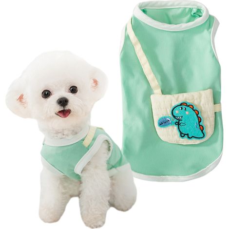1 T-shirt dinosaure pour chien et chat, en tissu respirant, léger et doux, pour races petites à grandes, vert (1/5)