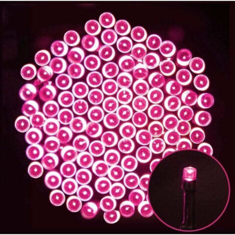 12M Guirlande Solaire 100 LED 8 Jeux de Lumière Guirlande Lumineuse Ideal para la decoración de jardín Gazebo Patio Cour Clôture Extérieur (Rosa)