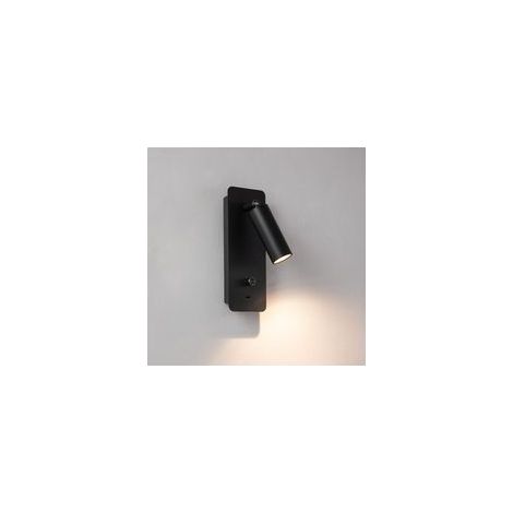 Lumière murale LED, rotation 350°, réglage de la luminosité, avec port USB Type-C, 8W 3000K, lampe de chevet de style minimaliste, décoration chambre, noir (1/5)