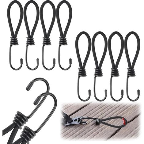10 Stück Planenspanner mit Haken, 15 cm elastische Spanner mit Haken, flexibles Spangummi mit Haken, universeller Planenspanner, Gummibänder mit Haken (schwarz) (1/5)