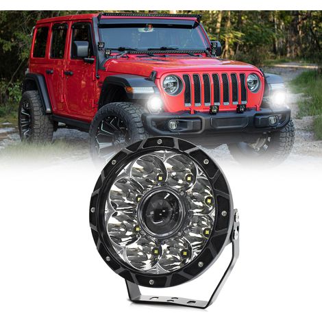 Lampe de travail LED 6000K 200W 7 pouces, feux de conduite ronds pour voiture, Spot étanche IP68 pour camions, motos, SUV, VTT, bateaux, blanc.