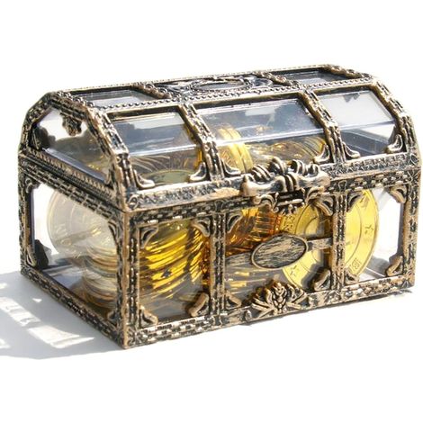 Pirate – Boîte de rangement transparente, récipient vintage, porte-souvenirs portable avec style d'affichage transparent  Accessoire de scène pour carnaval, Halloween, utilisation pour filles et (1/5)