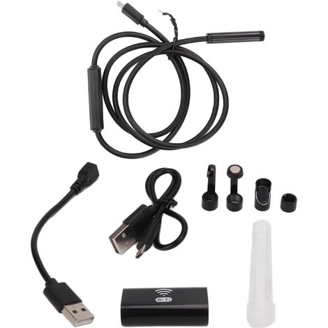 Endoscope noir avec sonde F130 de 8 mm, objectif HD 1200p, Wi-Fi, pour téléphone portable et usage industriel, portée jusqu'à 1 m. (1/5)