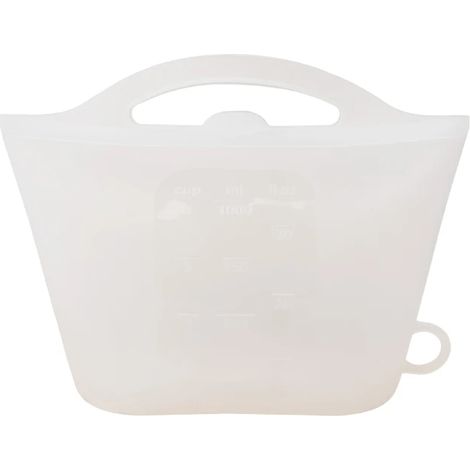 Sac de conservation réutilisable en silicone blanc de 1000 ml avec graduation, fermeture hermétique, sac de réfrigération portable de qualité alimentaire, sac de rangement pour réfrigérateur de cuisin (1/5)