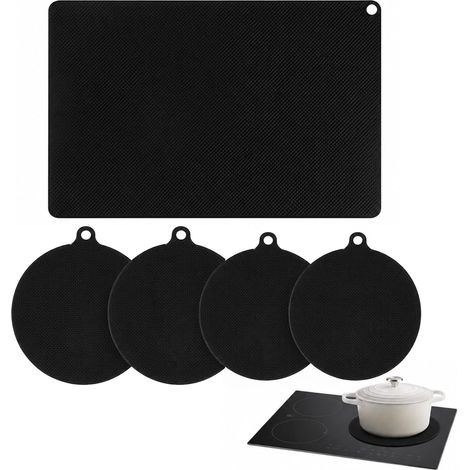 Protection Plaque Induction 5 Pièces, Tapis Protection Plaque De Cuisson en Silicone, Protège Plaque Induction Antidérapant Résistant à la Chaleur Jusqu’à 300°C Contre Rayures et Taches (1/5)