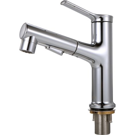 Robinet de cuisine Decdeal à douchette extractible avec 2 jets, mitigeur eau chaude/froide à valve céramique, poignée unique pivotante à 360°, robinet de lavabo avec douchette extractible et valve cér (1/2)