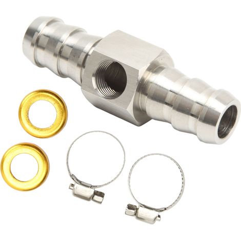 Adaptateur de raccord en T pour conduite de carburant, en acier inoxydable 304, avec collier de serrage pour conduites de boîte de vitesses, de liquide de refroidissement et de carburateur (1/2 pouce) (1/5)