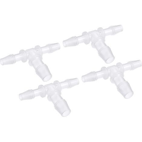 4 Paquet Barbillon Tuyau Raccords - 6x10x6mm OD Tee Plastique Tuyau Connecteurs Appliquer à Eau Carburant, Transparent (T Forme 3 Voie) (1/5)