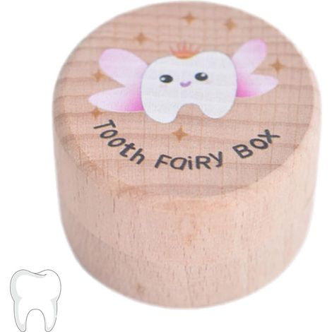 Boîte de rangement pour dents de lait (1 pièce), boîte de protection dentaire pour enfants et filles, boîte à dents en bois, cadeau souvenir, boîte à collectionner les dents (1/5)
