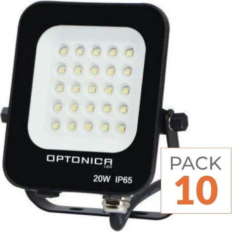 Projecteur LED Extérieur SMD 20W IP65 Noir - Pack de 10 - Blanc Froid 6000K - 8000K - SILAMP (1/2)