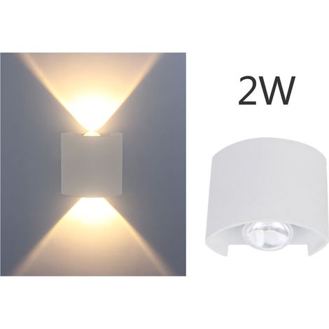 VURAHOME - Applique led en aluminium Applique éclaire haut et bas incurvé à l'intérieur Blanc, lumière blanc chaud-2W (1/5)