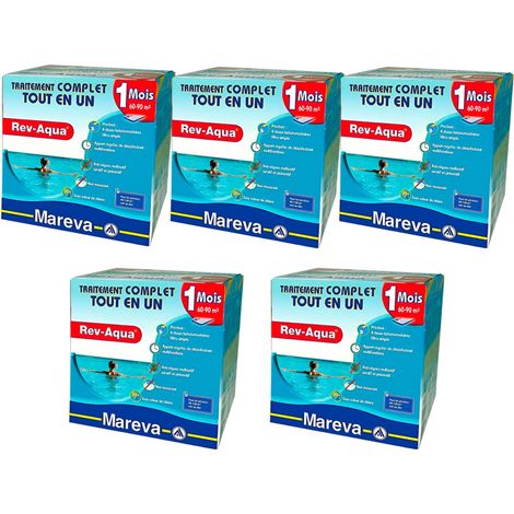 Pack 5 mois traitement Mareva REV-AQUA 4 en 1 piscine 60 à 90m³ (1/2)
