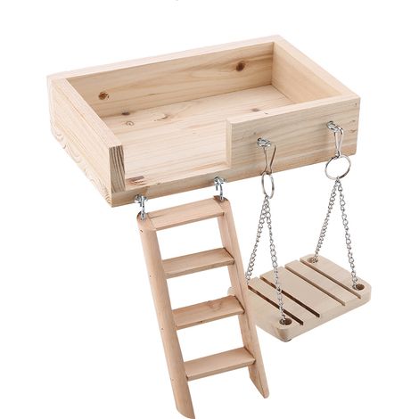 3 Pièces Échelle à Grimper en Bois pour Hamster, Plateforme Balançoire Amusante Jouets pour Petit Animal (1/5)