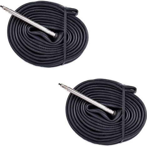 PAIRE DE 2 CAMPEURS D'AIR 700 x 18 / 25C AVEC VALVE PRESTA FRANÇAISE 80 mm VÉLO COURSE VÉLO FIXE PNEU DE ROULETTES (1/5)