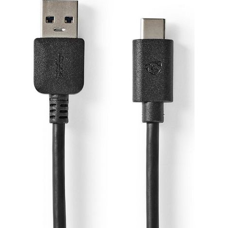 Cable usb usb 32 generacion 2 usb a macho usb c macho 60w 10 gbps niquelado 100m redondo pvc negro caja